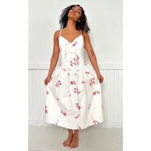 Naya Rea Milana White Cherry Print Midi Sundress Size 16